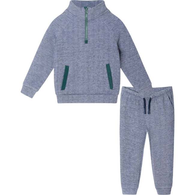 Kids Stretch Cord Sweatshirt & Pant Set, Navy Green - Mixed Apparel Set - 1