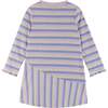 Kids Knit Asymmetrical Stripes Dress, Mauve Purple - Dresses - 2