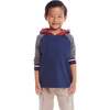 Kids Hooded Colorblocked Jersey Tee, Red Navy & Heater Grey - T-Shirts - 2