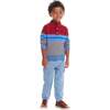 Kids Hooded Sweater & Jogger Set, Red Blue Stripes - Mixed Apparel Set - 2
