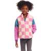 Kids Checkered Faux Fleece Vest, Pink - Vests - 2