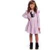 Kids Purple Jersey Dress, Black Cat - Dresses - 2