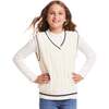 Kids Oversized Cable Knit Sweater Vest, Cream - Mixed Apparel Set - 2