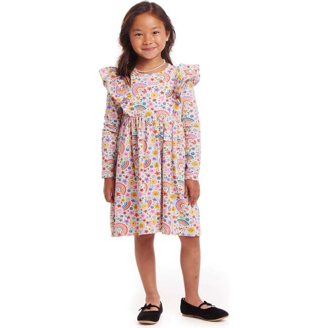 Kids Oatmeal Heather Printed Jersey Dress, Floral Hearts - Dresses - 2