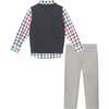 Kids 4-Piece Sweater Vest Set, Charcoal White Plaid - Mixed Apparel Set - 2