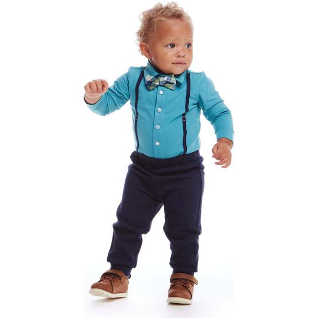 Infant Suspender ShirtzieÂ® & Pique Pant Set, Teal - Mixed Apparel Set - 2