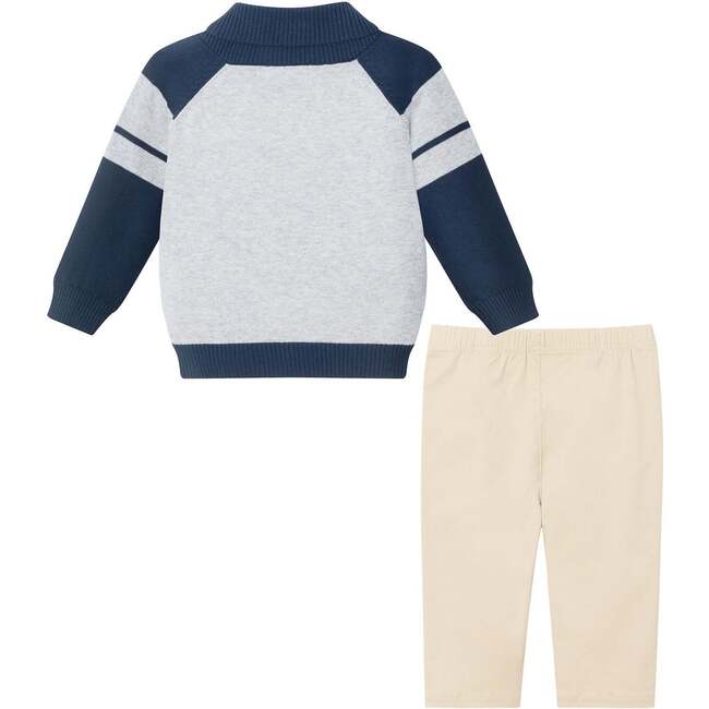 Infant Shawl Cardigan & Pant Set, Navy/Heather Grey - Mixed Apparel Set - 2