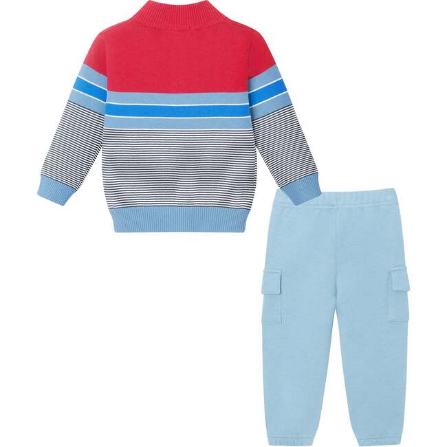 Infant Red/Blue Striped Sweater & Jogger Set - Mixed Apparel Set - 2