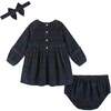 Infant Red Plaid Stretch Cord Ruffle Dress & Bloomer Set - Dresses - 2