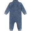 Infant Knit Shirt Romper, Blue Denim - Rompers - 2