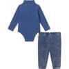 Infant 2-Piece Suspender ShirtzieÂ® & Faux Denim Terry Pant, Navy - Mixed Apparel Set - 2