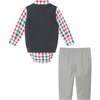 Infant 4-Piece Sweater Vest Set, Charcoal White Plaid - Mixed Apparel Set - 2