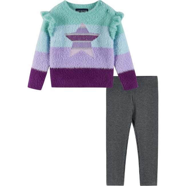 Infant 2-Piece Full Eyelash Sweater & Legging Set, Multicolor Lurex Star