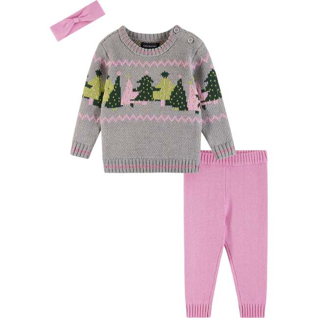 Infant Grey Chenille Sweater w/Tree Graphic & Sweater Knit Pant Set