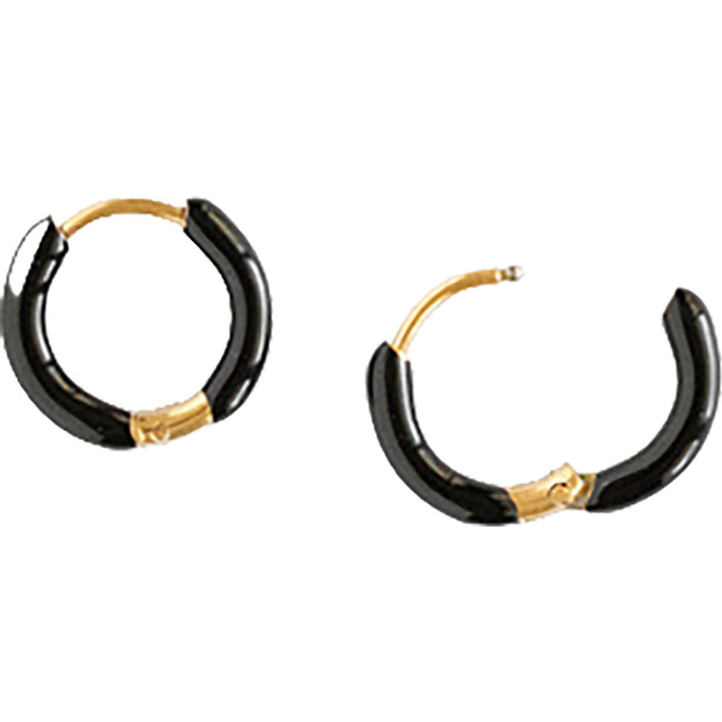 Enamel Hoop Earrings, Black