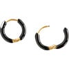 Enamel Hoop Earrings, Black - Earrings - 1 - thumbnail