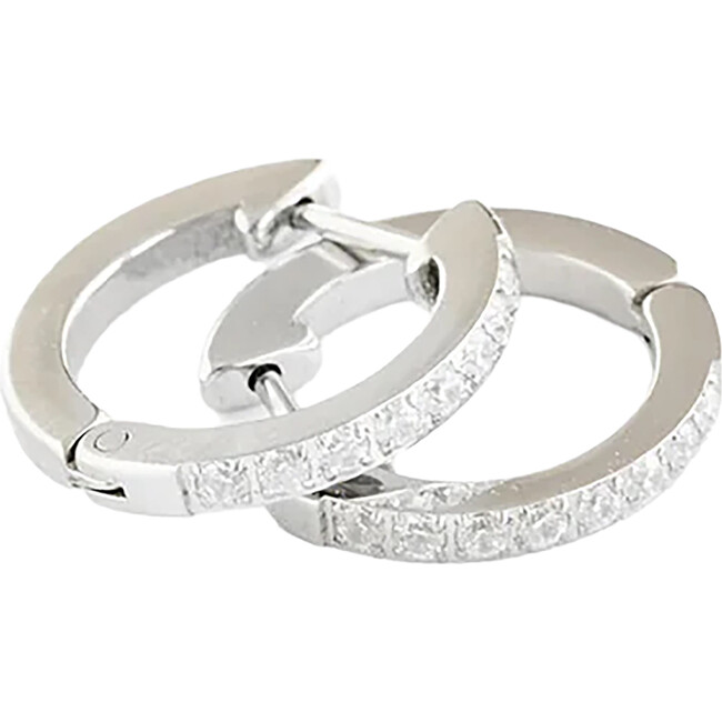 Diamond Hoop Earrings, Silver