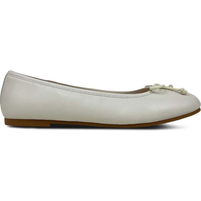 Miss Sadie Bow Round Toe Rubber Sole Ballet Flats, Bone