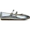 Miss Mary Jane Double Buckle Straps Rubber Sole Flats, Silver - Mary Janes - 1 - thumbnail