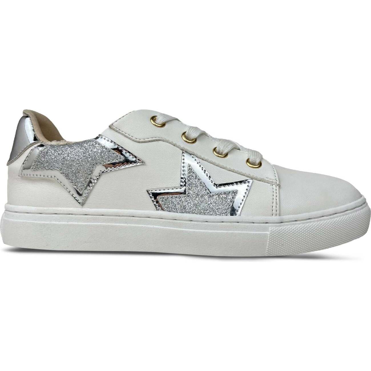 Miss Harper Round Toe Low-Top Lace-Up Sneaker, Silver