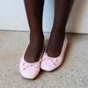 Miss Sadie Bow Round Toe Rubber Sole Ballet Flats, Pink - Flats - 5