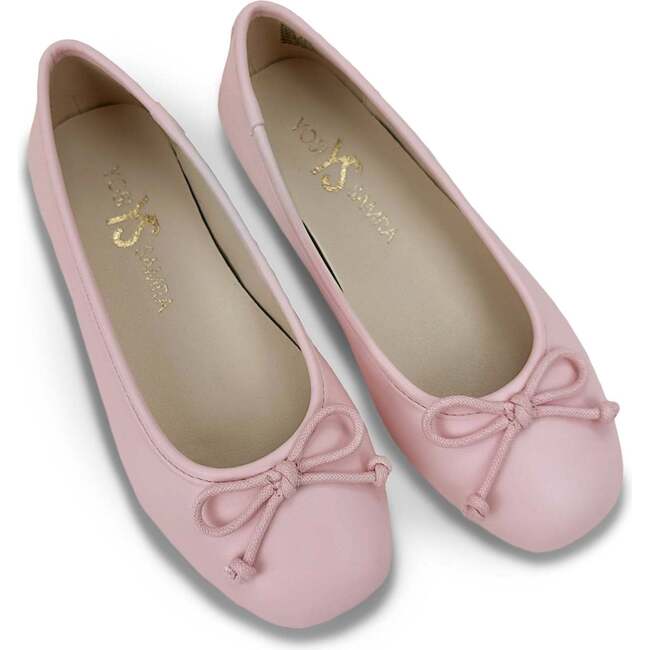 Miss Sadie Bow Round Toe Rubber Sole Ballet Flats, Pink - Flats - 6