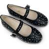 Miss Sadie Bow Round Toe Rubber Sole Ballet Flats, Black Studs - Flats - 6