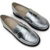 Miss Lydia Block Heel Lug Sole Loafer, Silver - Loafers - 6