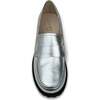 Miss Lydia Block Heel Lug Sole Loafer, Silver - Loafers - 7