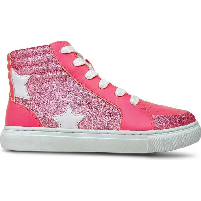 Miss Hannah Round Toe High-Top Lace-Up Sneaker, Hot Pink