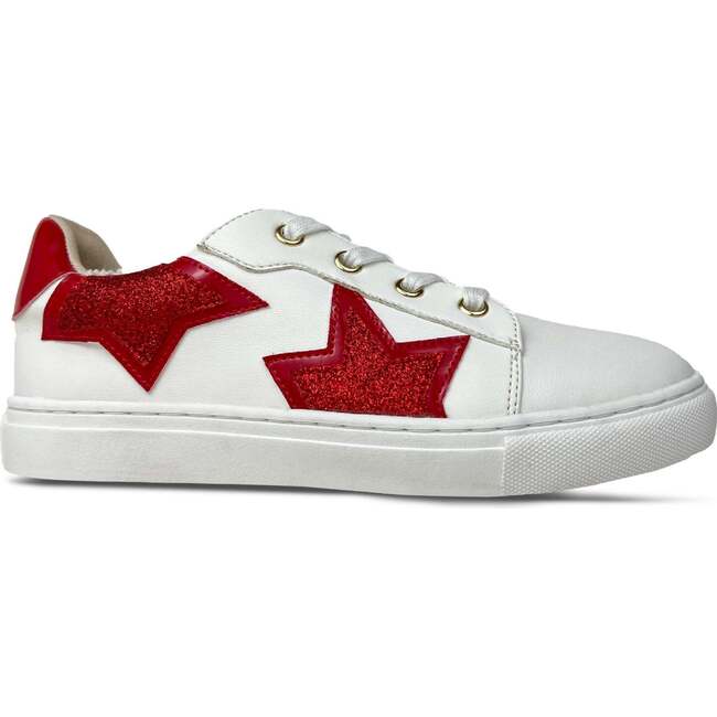 Miss Harper Round Toe Low-Top Lace-Up Sneaker, Red Glitter