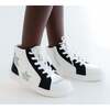 Miss Hannah Round Toe High-Top Lace-Up Sneaker, Black & White - Sneakers - 5