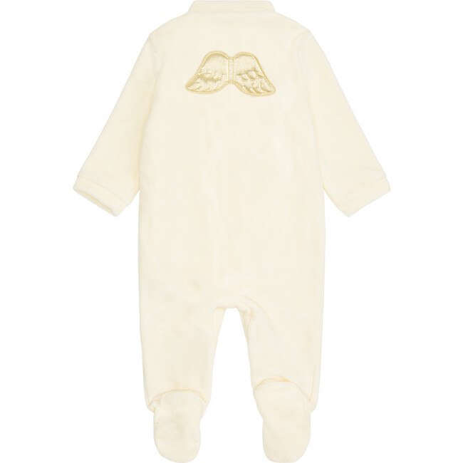 Angel Wing Gold Velour Sleepsuit, Cream