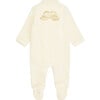 Angel Wing Gold Velour Sleepsuit, Cream - Onesies - 1 - thumbnail