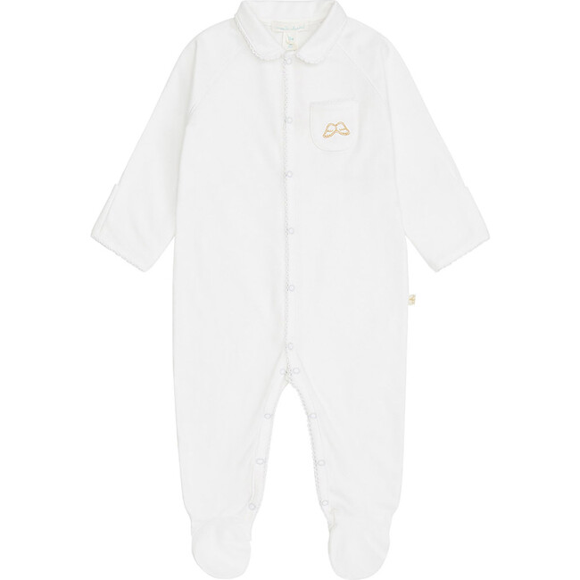 Angel Wing Sleepsuit With Mittens in White