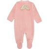 Angel Wing Gold Velour Sleepsuit, Dusty Pink - Onesies - 1 - thumbnail