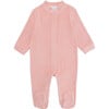 Angel Wing Gold Velour Sleepsuit, Dusty Pink - Onesies - 2