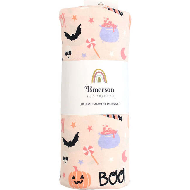 Sweet and Spooky Glow-in-the-Dark Halloween Luxury Bamboo Blanket Pink/Multi