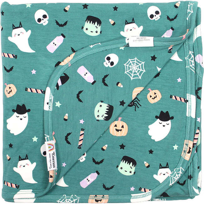 Boo Crew Glow-in-the-Dark Halloween Luxury Bamboo Blanket Green/Multi