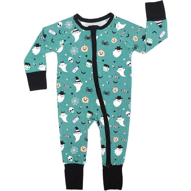 Boo Crew Glow-in-the-Dark Halloween Bamboo Convertible Baby Pajamas Green/Multi