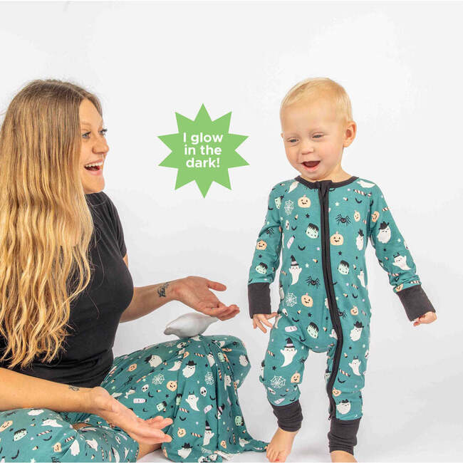 Boo Crew Glow-in-the-Dark Halloween Bamboo Convertible Baby Pajamas Green/Multi - Pajamas - 3