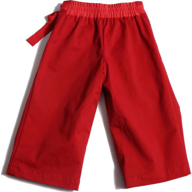 Pleated Wide Leg Tie Trousers, Rouge - Pants - 2