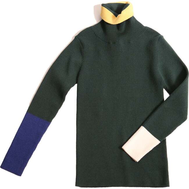 Patchwork Ribbed Turtleneck, Celtic Mix