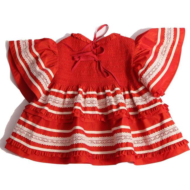 Brittany Smocked Tiered Blouse, Rouge - Blouses - 2