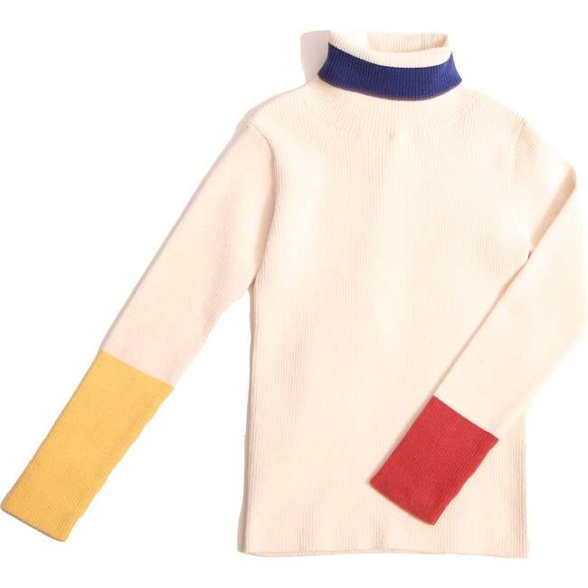 Patchwork Ribbed Turtleneck, Opal Mix