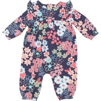 Japonisme Blossom Floral Ruffle Sleeve Romper, Multi