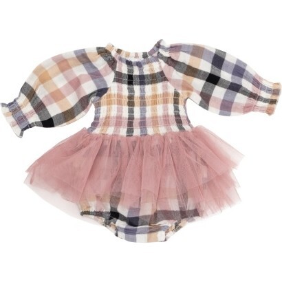 Harvest Plaid L/S Smocked Tutu Bubble, Plaid