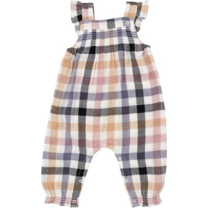 Harvest Plaid Smocked Overall, Plaid