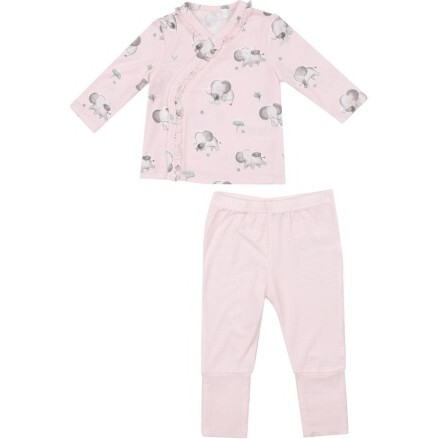 Gray Elephants Pink Take Me Home Set With Roll Over Cuff Pant, Pink