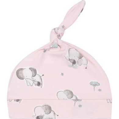 Gray Elephants Pink Knotted Hat, Pink